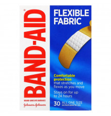 Band Aid, Brand Adhesive Bandages, Flexible Fabric, 30 Bandages