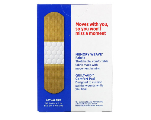 Band Aid, Brand Adhesive Bandages, Flexible Fabric, 30 Bandages Band Aid, Brand Adhesive Bandages, Flexible Fabric, 30 Bandages