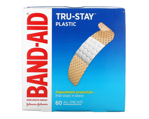 Band Aid, Brand Adhesive Bandages, Plastic Strips, 60 Bandages Band Aid, Brand Adhesive Bandages, Plastic Strips, 60 Bandages