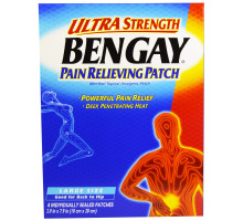 Bengay, Болеутоляющий пластырь Ultra Strength, большой размер, 4 штуки, 3,9 дюйма x 7,9 дюйма (10 см x 20 см)
