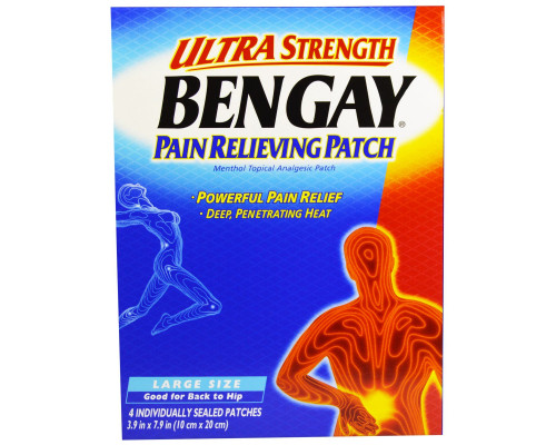 Bengay, Болеутоляющий пластырь Ultra Strength, большой размер, 4 штуки, 3,9 дюйма x 7,9 дюйма (10 см x 20 см) Bengay, Болеутоляющий пластырь Ultra Strength, большой размер, 4 штуки, 3,9 дюйма x 7,9 дюйма (10 см x 20 см)
