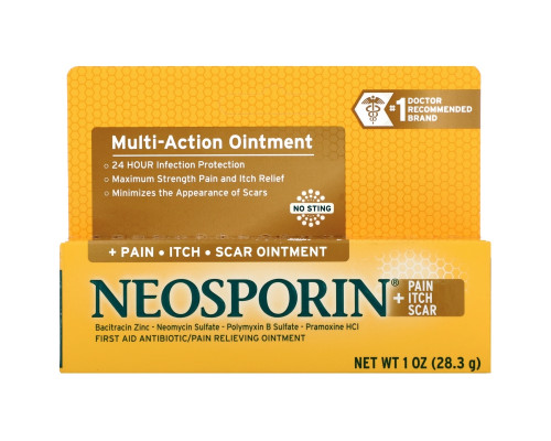 Neosporin, Multi-Action, Pain Itch Scar Ointment, 1.0 oz (28.3 g) Neosporin, Multi-Action, Pain Itch Scar Ointment, 1.0 oz (28.3 g)