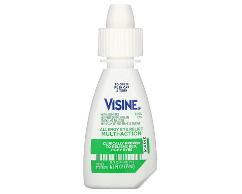 Visine, Allergy Eye Relief, Multi-Action Eye Drops, 1/2 fl oz (15 ml) Visine, Allergy Eye Relief, Multi-Action Eye Drops, 1/2 fl oz (15 ml)