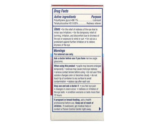 Visine, Red Eye, Hydrating Comfort, Lubricant/Redness Reliever Eye Drops, 1/2 fl oz (15 ml) Visine, Red Eye, Hydrating Comfort, Lubricant/Redness Reliever Eye Drops, 1/2 fl oz (15 ml)