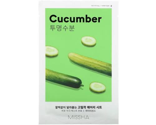 Missha, Airy Fit Beauty Sheet Mask, Cucumber, 1 Sheet, 19 g Missha, Airy Fit Beauty Sheet Mask, Cucumber, 1 Sheet, 19 g