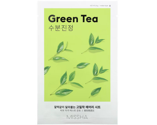 Missha, Airy Fit Beauty Sheet Mask, Green Tea, 1 Sheet, 19 g Missha, Airy Fit Beauty Sheet Mask, Green Tea, 1 Sheet, 19 g