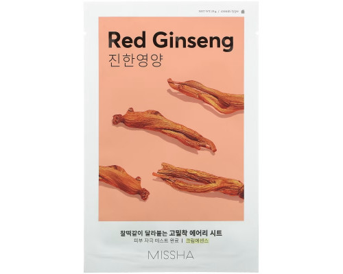 Missha, Airy Fit Beauty Sheet Mask, Red Ginseng, 1 Sheet, 19 g Missha, Airy Fit Beauty Sheet Mask, Red Ginseng, 1 Sheet, 19 g