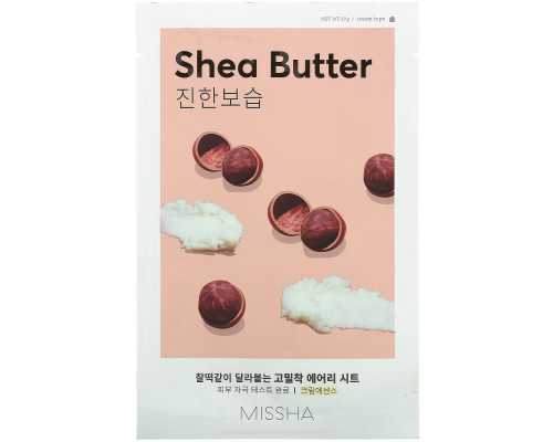 Missha, Airy Fit Beauty Sheet Mask, Shea Butter, 1 Sheet, 19 g Missha, Airy Fit Beauty Sheet Mask, Shea Butter, 1 Sheet, 19 g