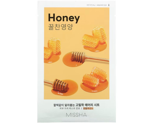 Missha, Airy Fit Beauty Sheet Mask, Honey, 1 Sheet, 19 g Missha, Airy Fit Beauty Sheet Mask, Honey, 1 Sheet, 19 g