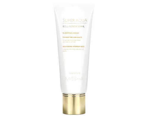 Missha, Super Aqua, Cell Renew Snail, Sleeping Beauty Mask, 3.7 fl oz (110 ml) Missha, Super Aqua, Cell Renew Snail, Sleeping Beauty Mask, 3.7 fl oz (110 ml)
