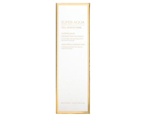 Missha, Super Aqua, Cell Renew Snail, Sleeping Beauty Mask, 3.7 fl oz (110 ml) Missha, Super Aqua, Cell Renew Snail, Sleeping Beauty Mask, 3.7 fl oz (110 ml)