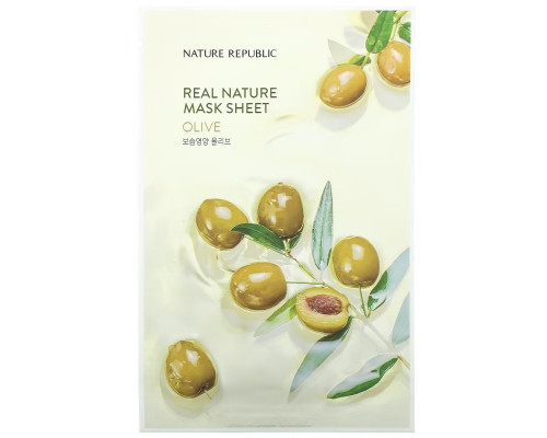 Nature Republic, Real Nature Beauty Mask Sheet, Olive, 1 Sheet, 0.77 fl oz (23 ml)