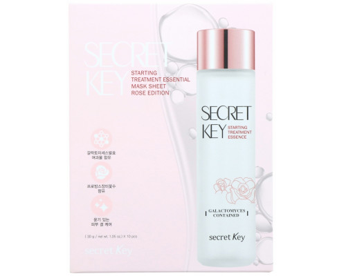 Secret Key, Starting Treatment Essential Mask Sheet, Rose Edition, 10 Sheets, 1.05 oz (30 g) Each Secret Key, Starting Treatment Essential Mask Sheet, Rose Edition, 10 Sheets, 1.05 oz (30 g) Each