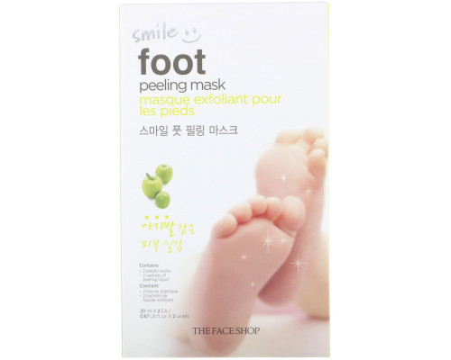 The Face Shop, Носки для пилинга Smile, 1 пара, 0,67 ж. унц. (20 мл) каждая The Face Shop, Носки для пилинга Smile, 1 пара, 0,67 ж. унц. (20 мл) каждая