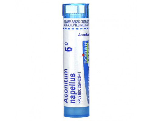 Травы и натуральные средства Boiron, Aconitum napellus, 6C, прибл. 80 гранул Травы и натуральные средства Boiron, Aconitum napellus, 6C, прибл. 80 гранул