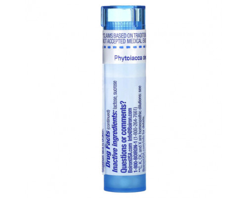 Травы и натуральные средства Boiron, Phytolacca Decandra, 30C, прибл. 80 гранул Травы и натуральные средства Boiron, Phytolacca Decandra, 30C, прибл. 80 гранул