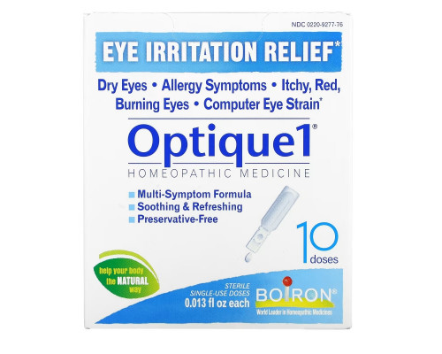 Boiron, Optique 1, снятие раздражения глаз, 10 доз, 0,013 жидкой унции каждая Boiron, Optique 1, снятие раздражения глаз, 10 доз, 0,013 жидкой унции каждая