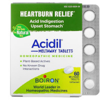 Boiron, Acidil, Acid Indigestion, Unflavored, 60 Meltaway Tablets