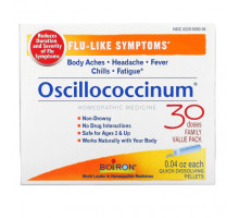 Травы и натуральные средства Boiron, Oscillococcinum, средство для облегчения симптомов гриппа, для особ старше 2 лет, 30 быстрорастворимых гранул по 1,13 г (0,04 унции)