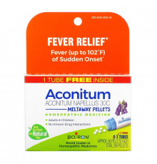 Boiron, Aconitum, лихорадка, гранулы Meltaway, 30C, 3 тюбика, 80 гранул в каждой