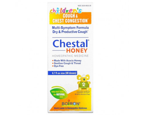 Детское здоровье Boiron, Chestal Honey, помощь при кашле и накоплении секрета в просвете бронхов у детей, 40 доз (6,7 жидк. унций) Детское здоровье Boiron, Chestal Honey, помощь при кашле и накоплении секрета в просвете бронхов у детей, 40 доз (6,7 жидк. унций)