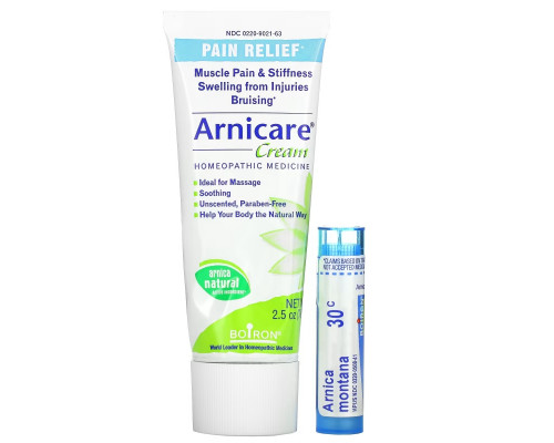 Boiron, Arnicare Cream, Pain Relief, Value Pack, 2.5 oz (70 g) and Approx. 80 Pellets Boiron, Arnicare Cream, Pain Relief, Value Pack, 2.5 oz (70 g) and Approx. 80 Pellets