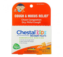 Детское здоровье Boiron, Chestal Kids Meltaway Pellets, средство от кашля и слизи, от 2 лет, 2 пробирки, прибл. 80 пеллет каждая