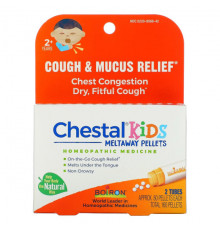 Детское здоровье Boiron, Chestal Kids Meltaway Pellets, средство от кашля и слизи, от 2 лет, 2 пробирки, прибл. 80 пеллет каждая