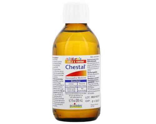 Boiron, Chestal, Children's Cold & Cough, 3+ and Older, 6.7 fl oz (200 ml) Boiron, Chestal, Children's Cold & Cough, 3+ and Older, 6.7 fl oz (200 ml)