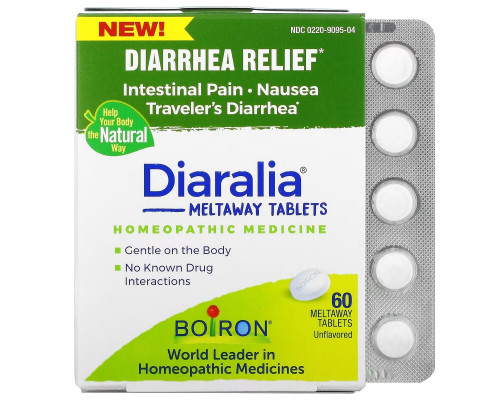 Boiron, Diaralia, Diarrhea Relief, Unflavored, 60 Meltaway Tablets Boiron, Diaralia, Diarrhea Relief, Unflavored, 60 Meltaway Tablets