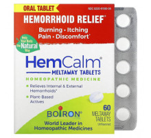Травы и натуральные средства Boiron, HemCalm, средство от геморроя, без добавок, 60 быстрорастворимых таблеток