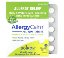Травы и натуральные средства Boiron, AllergyCalm, для снятия аллергии, без добавок, 60 таблеток Meltaway