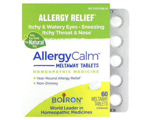 Травы и натуральные средства Boiron, AllergyCalm, для снятия аллергии, без добавок, 60 таблеток Meltaway Травы и натуральные средства Boiron, AllergyCalm, для снятия аллергии, без добавок, 60 таблеток Meltaway