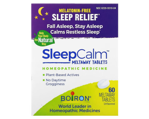 Boiron, Sleep Calm Meltaway Tablets, Unflavored , 60 Meltaway Tablets Boiron, Sleep Calm Meltaway Tablets, Unflavored , 60 Meltaway Tablets