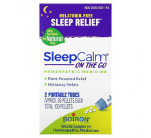 Для здорового сна Boiron, SleepCalm On The Go, 2 переносных тубуса, прибл. 80 гранул каждая