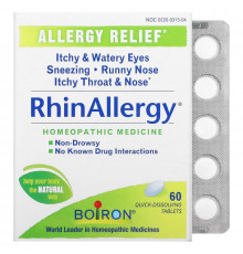 Boiron, RhinAllergy, Allergy Relief, 60 Quick-Dissolving Tablets
