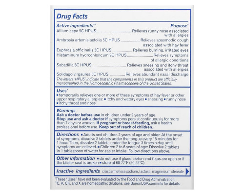 Boiron, RhinAllergy, Allergy Relief, 60 Quick-Dissolving Tablets Boiron, RhinAllergy, Allergy Relief, 60 Quick-Dissolving Tablets