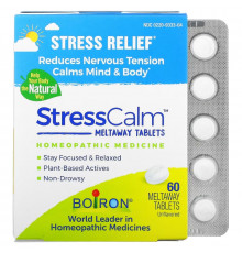 Boiron, Stress Calm Meltaway Tablets, Stress Relief, Unflavored, 60 Meltaway Tablets