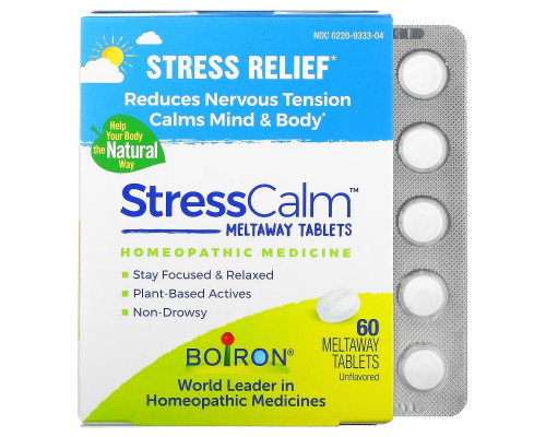 Boiron, Stress Calm Meltaway Tablets, Stress Relief, Unflavored, 60 Meltaway Tablets Boiron, Stress Calm Meltaway Tablets, Stress Relief, Unflavored, 60 Meltaway Tablets