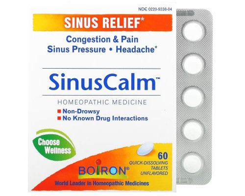 Boiron, SinusCalm, Sinus Relief, Unflavored, 60 Quick-Dissolving Tablets Boiron, SinusCalm, Sinus Relief, Unflavored, 60 Quick-Dissolving Tablets