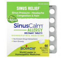 Травы и натуральные средства Boiron, SinusCalm Allergy, облегчение носа, без добавок, 60 таблеток Meltaway