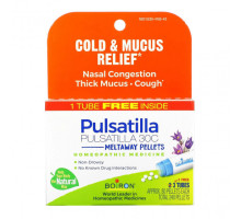 От гриппа и простуды Boiron, Pulsatilla, от простуды и снятия слизи, гранулы Meltaway, 30C, 3 тюбика, 80 гранул в каждой