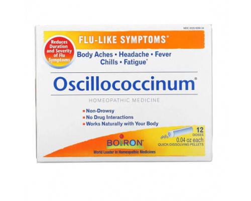 Травы и натуральные средства Boiron, Oscillococcinum, средство для облегчения симптомов гриппа, 12 быстрорастворимых гранул по 1,13 г (0,04 унции)
