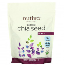 Nutiva, Органические семена чиа, черные, 12 унций (340 г)