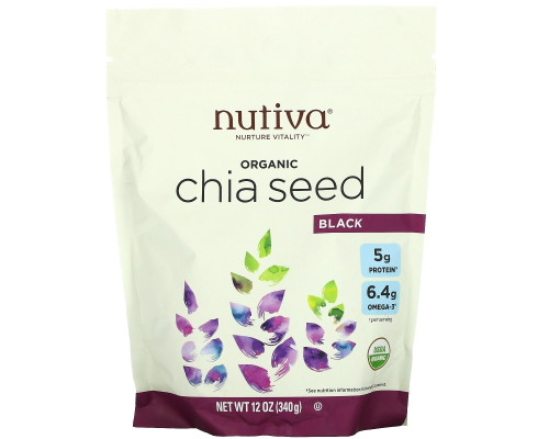 Nutiva, Органические семена чиа, черные, 12 унций (340 г) Nutiva, Органические семена чиа, черные, 12 унций (340 г)