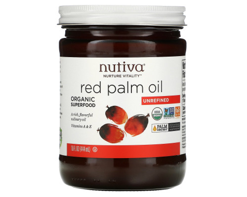 Nutiva, Органическое красное пальмовое масло, нерафинированное, 15 жидких унций (444 мл) Nutiva, Органическое красное пальмовое масло, нерафинированное, 15 жидких унций (444 мл)