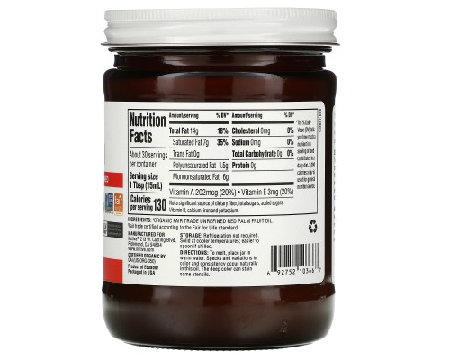 Nutiva, Органическое красное пальмовое масло, нерафинированное, 15 жидких унций (444 мл) Nutiva, Органическое красное пальмовое масло, нерафинированное, 15 жидких унций (444 мл)