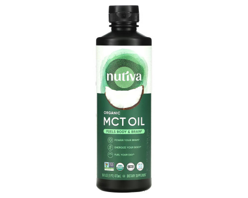 Nutiva, Органическое триглицеридное масло с цепочками средней длины из кокоса, без вкуса, 16 жидких унций (473 мл) Nutiva, Органическое триглицеридное масло с цепочками средней длины из кокоса, без вкуса, 16 жидких унций (473 мл)