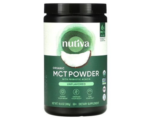Nutiva, Порошок органических среднецепочечных триглицеридов, 300 г Nutiva, Порошок органических среднецепочечных триглицеридов, 300 г
