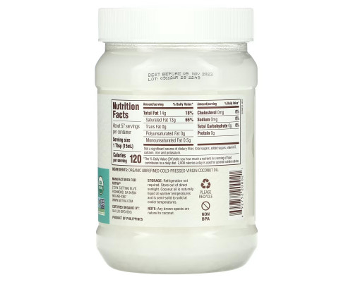 Nutiva, Натуральное очищенное кокосовое масло, 29 жидких унций (858 мл) Nutiva, Натуральное очищенное кокосовое масло, 29 жидких унций (858 мл)
